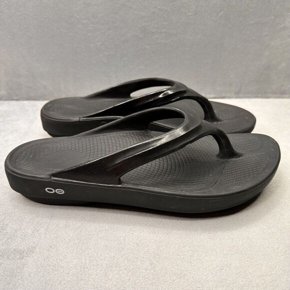 OOFOS OOlala Luxe Womens Size 11 Sandals Black Recovery Lightweight Sport Slides - Picture 1 of 8
